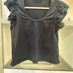 Veronica Beard Black Ruffle Sleeve Blouse Size Medium